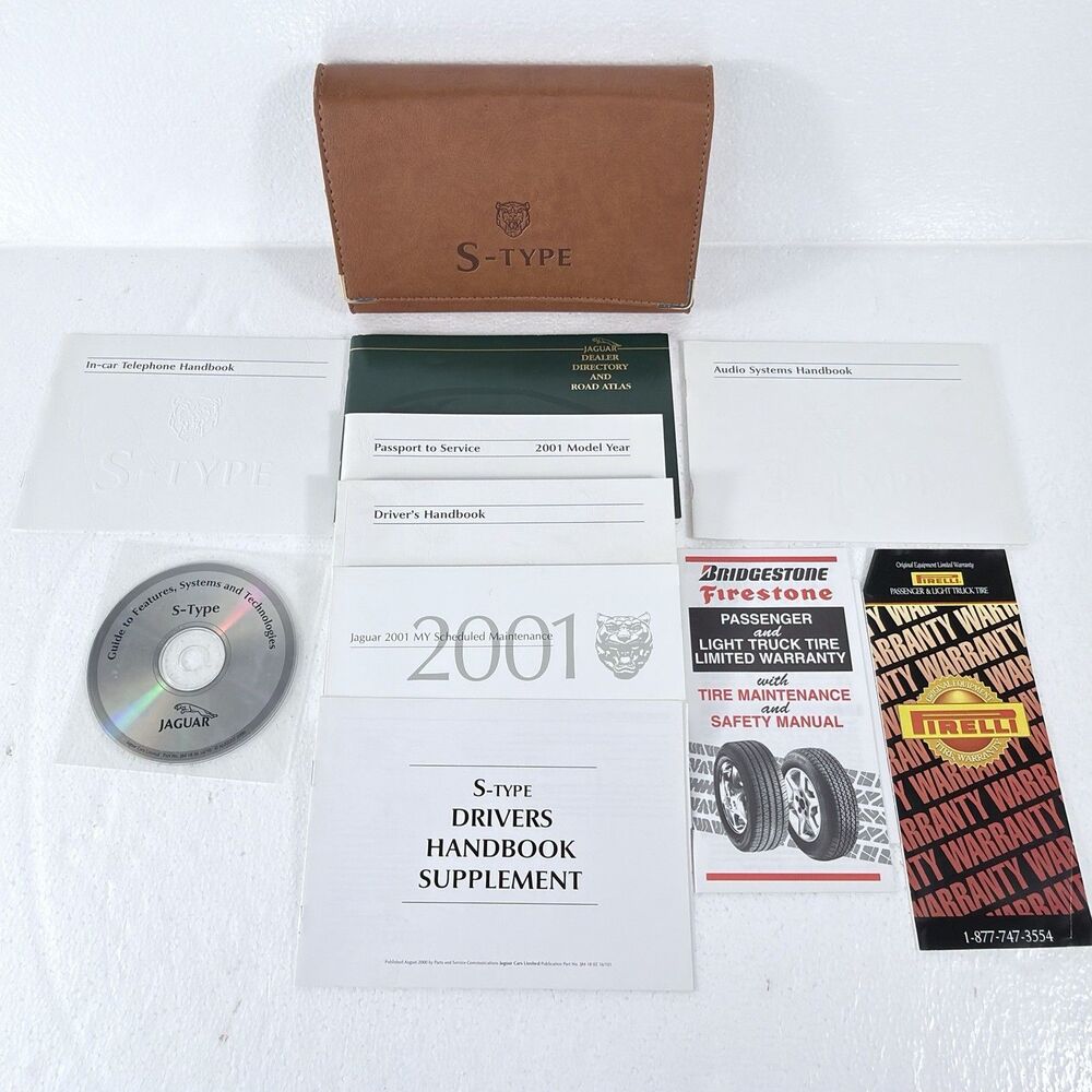 OEM Jaguar S-Type Owners Manual Leather Wallet Case Book Pack Portfolio CD 2001